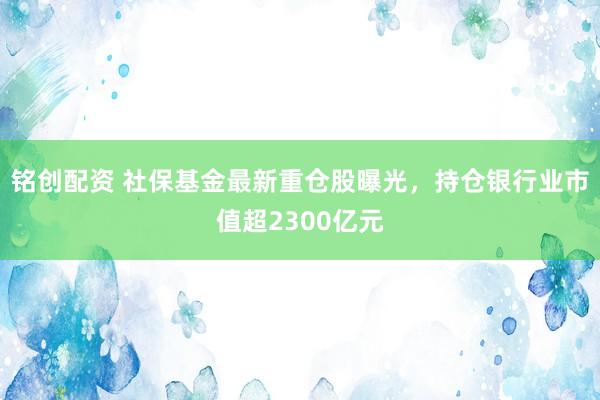 铭创配资 社保基金最新重仓股曝光，持仓银行业市值超2300亿元