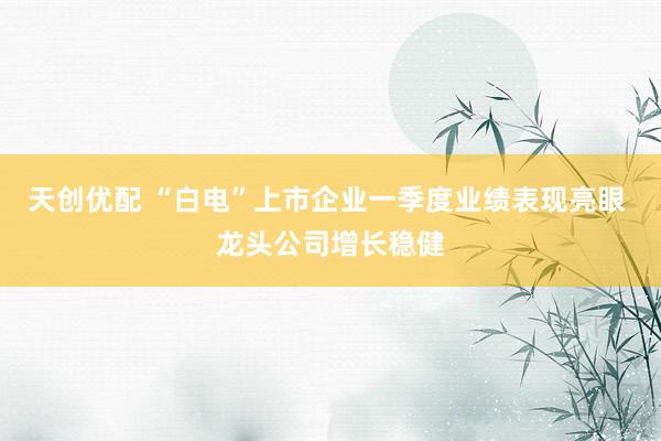 天创优配 “白电”上市企业一季度业绩表现亮眼 龙头公司增长稳健